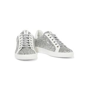 Sergio Rossi Woman Glittered Leather Sneakers Silver Size 40